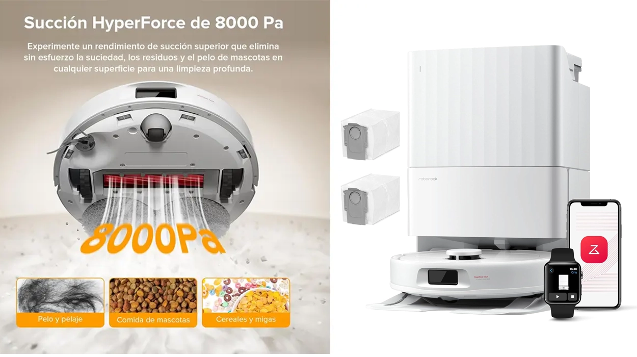 robot aspirador Roborock QV 35A de 8.000 Pa con accesorios