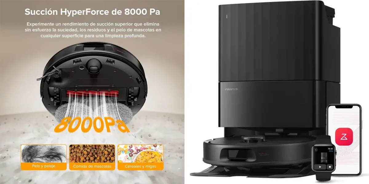 Amazon rebaja un 45% uno de los mejores aspiradores robot. Succiona pelo de mascotas, friega con doble mopa y se vacía solo durante 7 semanas