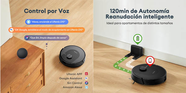 Robot aspirador y fregasuelos Ultenic D10