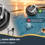 Robot limpiafondos Pooleco inalámbrico con diseño biónico para piscina