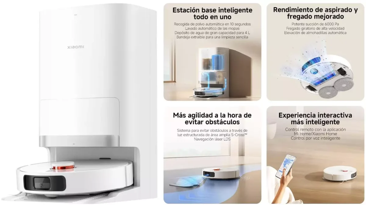 Limpieza inteligente y autónoma: Xiaomi Robot Vacuum X20+ con estación Todo-en-uno y control por app