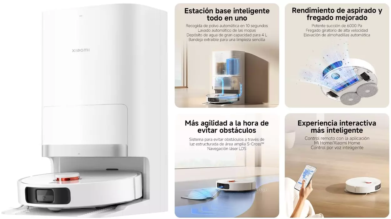 Limpieza inteligente y autónoma: Xiaomi Robot Vacuum X20+ con estación Todo-en-uno y control por app