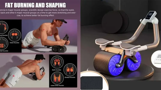Rodillo doble de entrenamiento abdominales y core con pantalla LCD