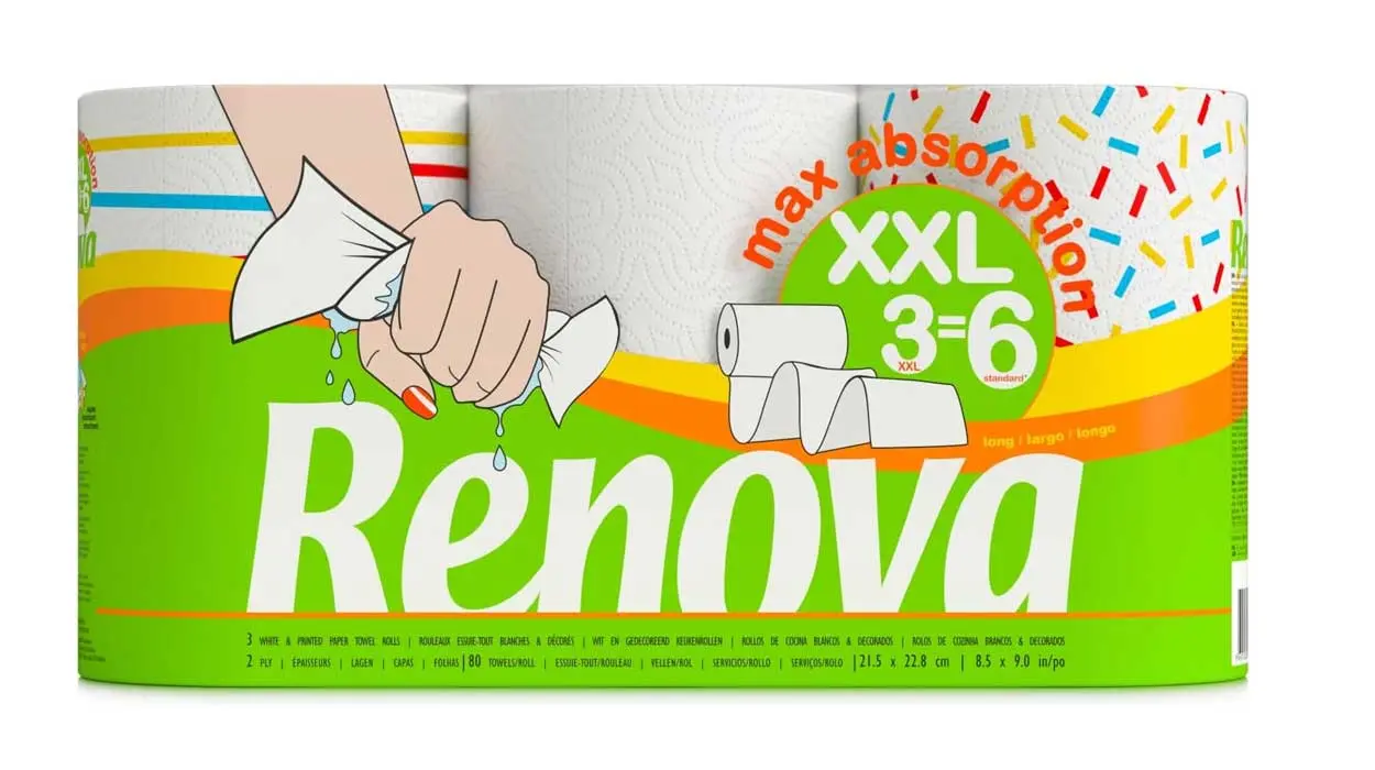 3 rollos de papel de cocina Renova XXL
