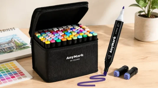 Rotuladores de alcohol AnyMark de 80 colores con doble punta, ideales para ilustración y coloreado