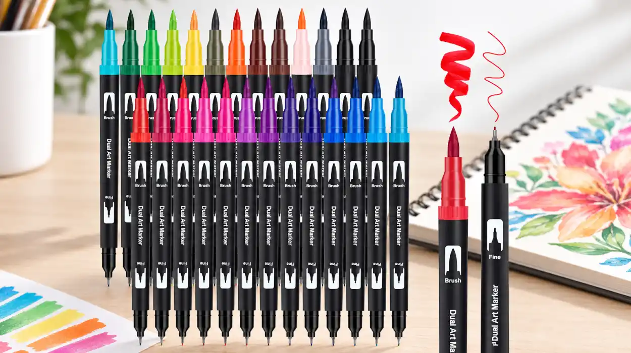 Pack x24 Rotuladores de doble punta con 24 colores para colorear y dibujar