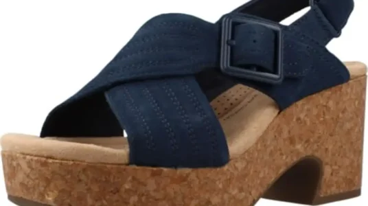 Sandalia Clarks Nerisa West para mujer en navy nubuck