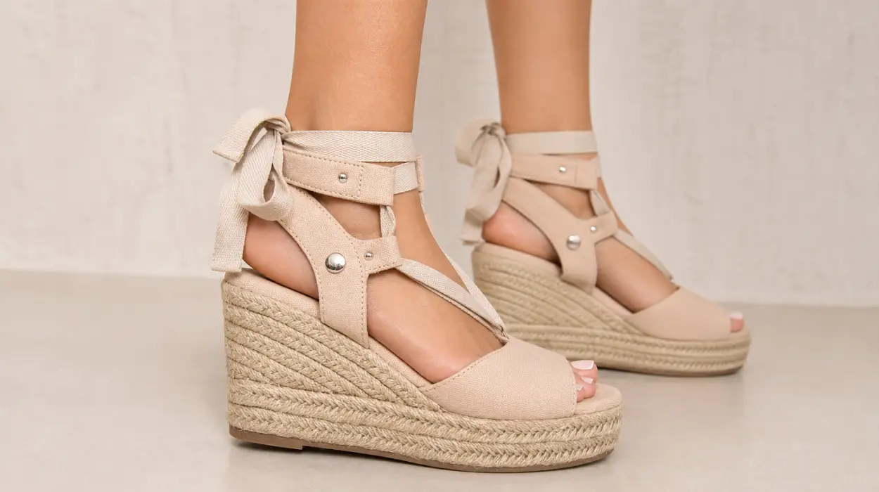 Sandalia Refresh con cuña de yute y tiras al tobillo para mujer