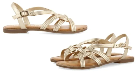 sandalias doradas piel Gioseppo Golaj baratas