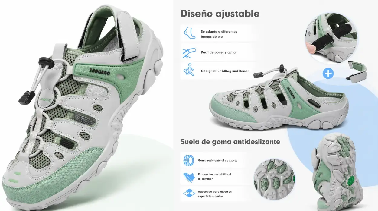Sandalias de trekking SAGUARO para hombre con puntera cerrada y suela antideslizante
