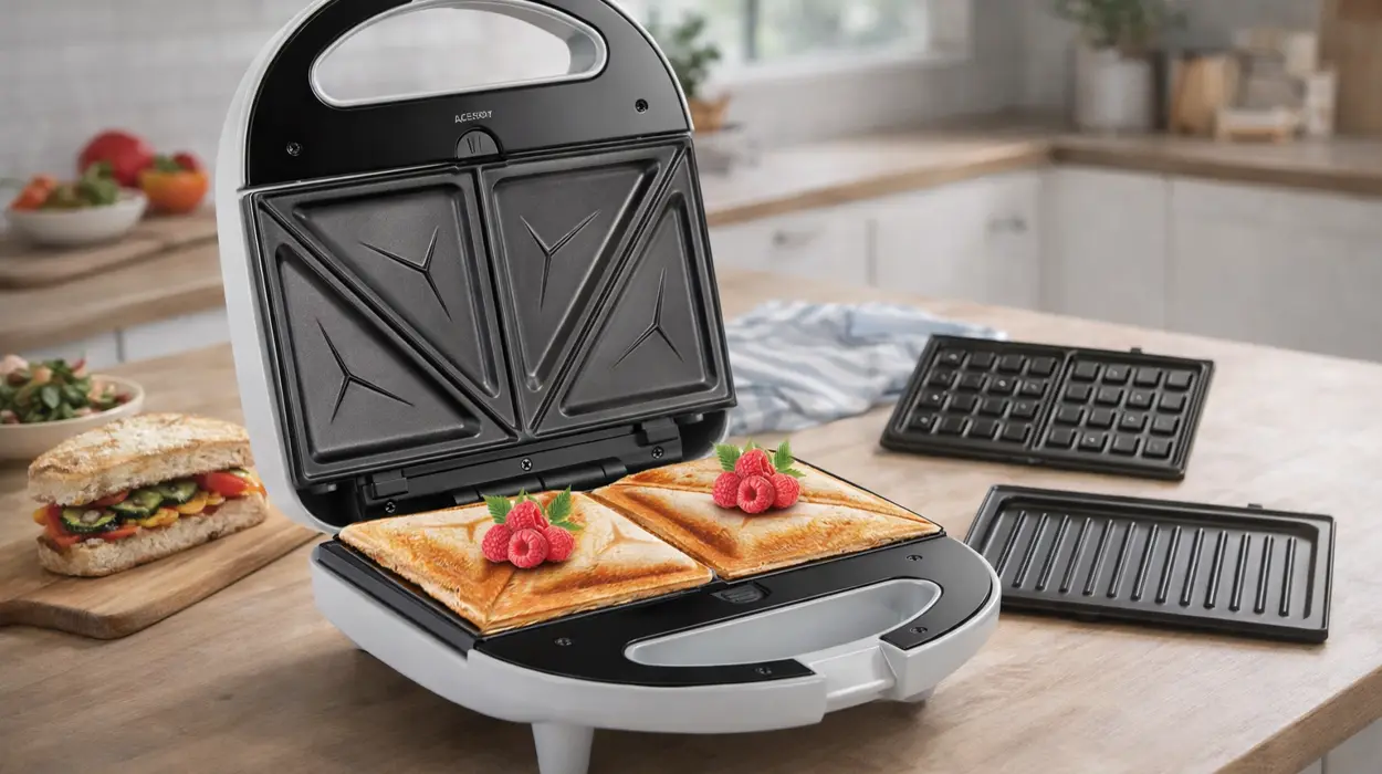 Sandwichera 3 en 1 Aigostar con 3 placas intercambiables