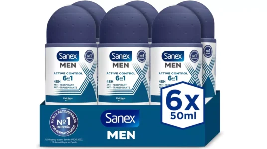 Pack x6 Sanex Men Active Control Desodorante Roll-On de 50 ml/ud barato en Amazon
