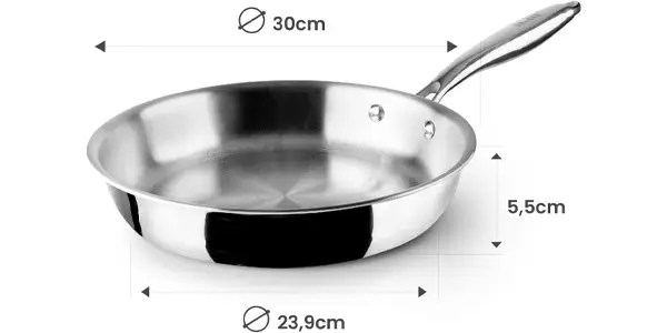 Sartén de acero inoxidable IBILI Triply de 30 cm