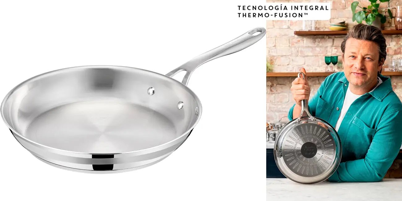 Sartén de acero inoxidable Tefal Jamie Oliver sin revestimiento