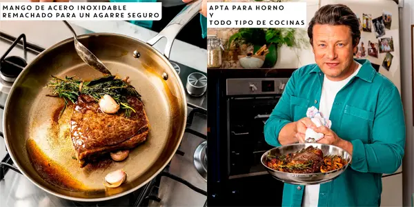 Sartén de acero inoxidable Tefal Jamie Oliver sin revestimiento