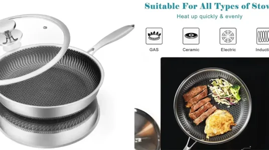 Sartén de acero inoxidable LMETJMA de 26 cm