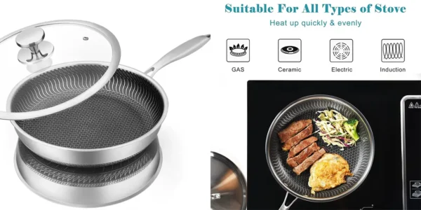 Sartén de acero inoxidable LMETJMA de 26 cm