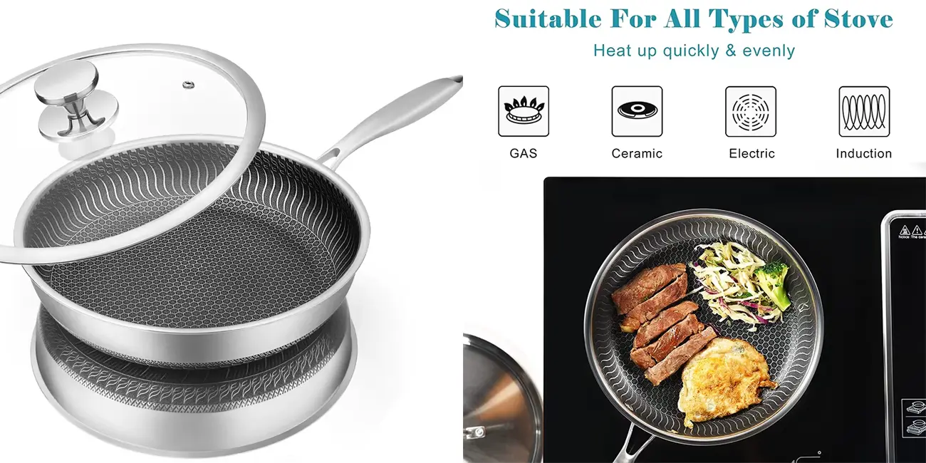 Sartén de acero inoxidable LMETJMA de 26 cm