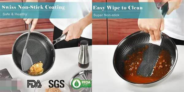 Sartén de acero inoxidable LMETJMA de 26 cm