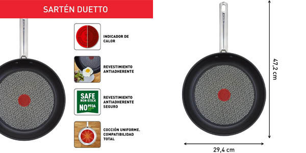 Sartén Tefal Duetto de acero inoxidable