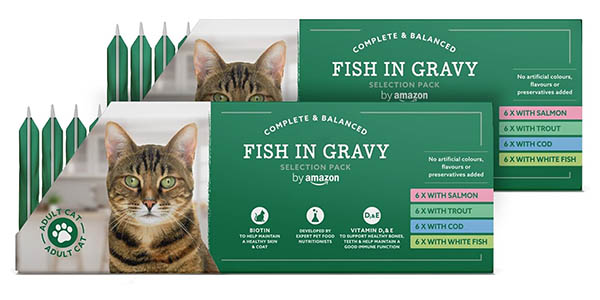 selección pescado salsa comida húmeda gatos chollo