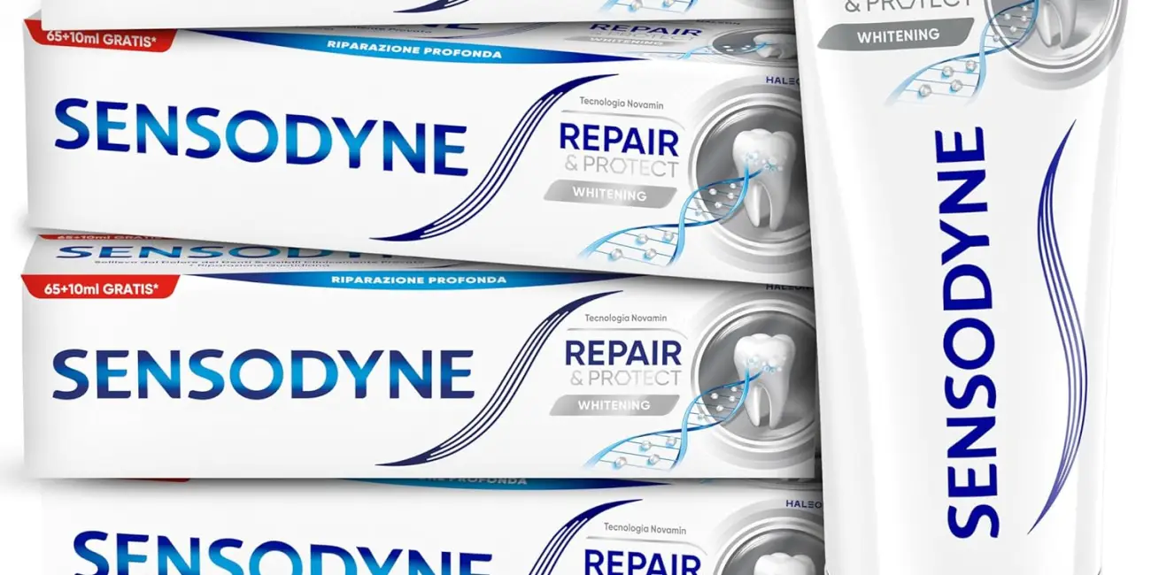 Alivio y blanqueamiento con Sensodyne Repair & Protect: dientes sensibles más blancos