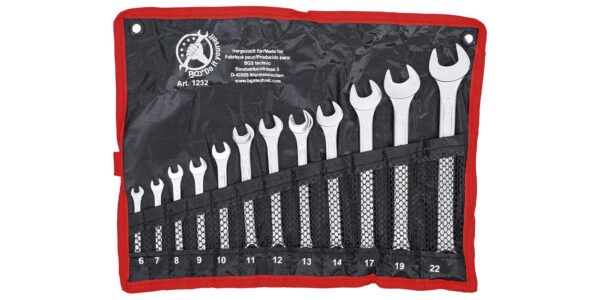 Set x12 llaves fijas combinadas BGS con funda enrollable