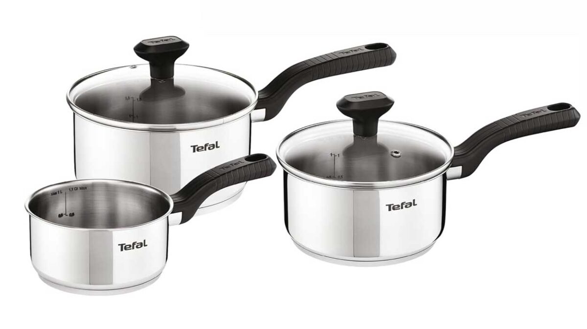 Set de 3 cazos Tefal Comfort Max con 2 tapas