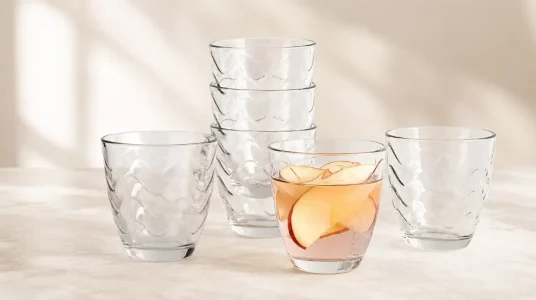Set de 6 vasos bajos Quid Waves de vidrio de 26 cl