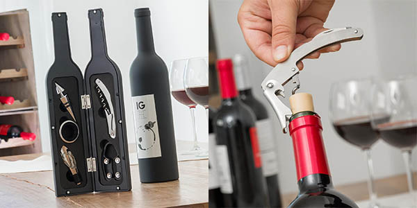 Kit abrebotellas y accesorios para vino InnovaGoods con estuche