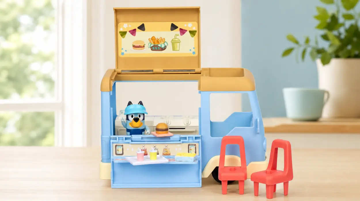 Set de juego Bluey con camión de comida transformable