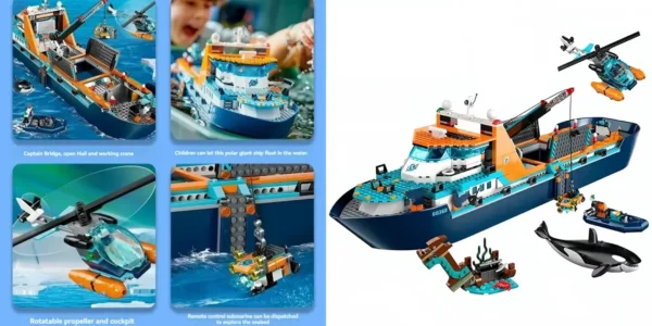 Set de construcción Exploradores del Ártico: Barco estilo LEGO