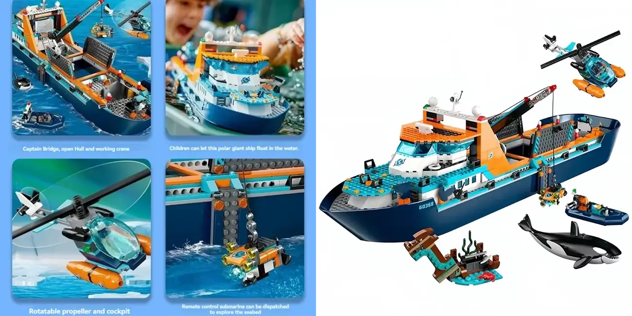 Set de construcción Exploradores del Ártico: Barco estilo LEGO