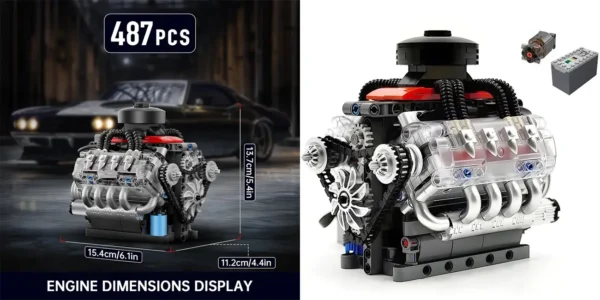 Set de construcción Mould King 10171 LSX454 V8 estilo LEGO