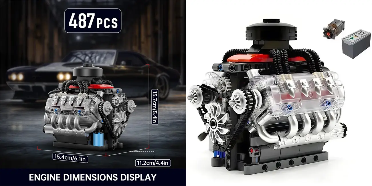 Set de construcción Mould King 10171 LSX454 V8 estilo LEGO
