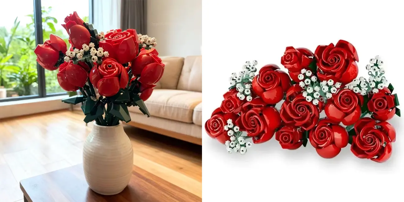 Set de construcción Ramo de rosas rojas estilo LEGO