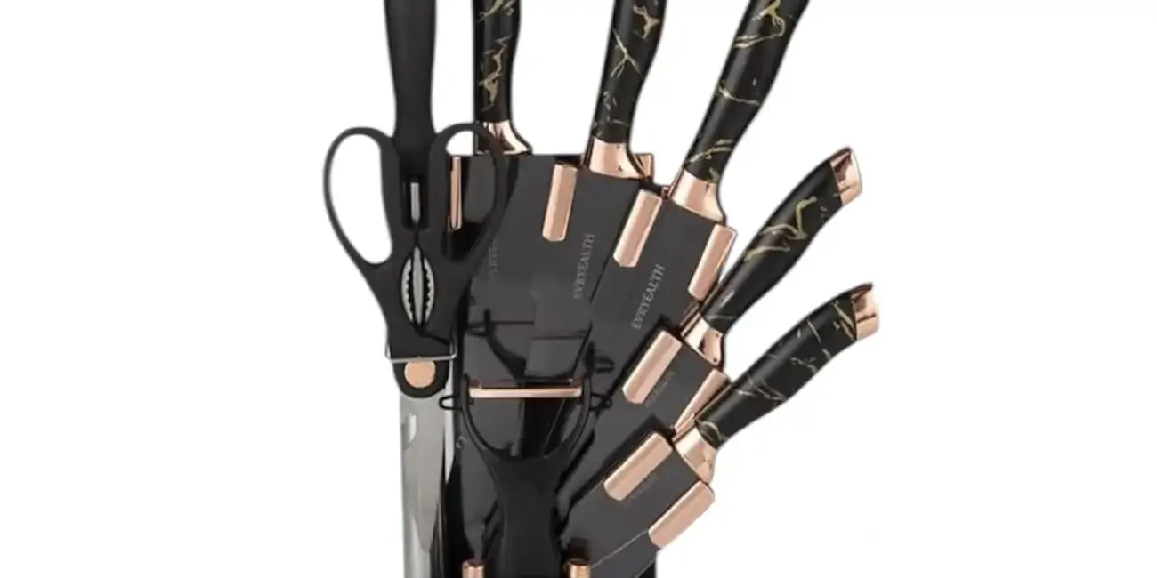 SET DE CUCHILLAS - 9 PIEZAS - SHIRO - SH-P8809 - CUCHILLO DE CARNICERO - CUCHILLO DE COCINERO - CUCHILLO DE PAN - CUCHILLO UNIVERSAL - CUCHILLO DE FRUTA - AFILADOR DE CUCHILLOS - TIJERAS - PELADOR DE PAPAS