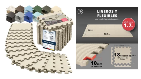 set de 18 esterillas puzle para suelos de gimnasio bemaxx