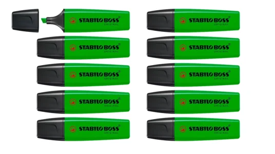 set de 8 marcadores Stabilo Boss fluorescentes verdes