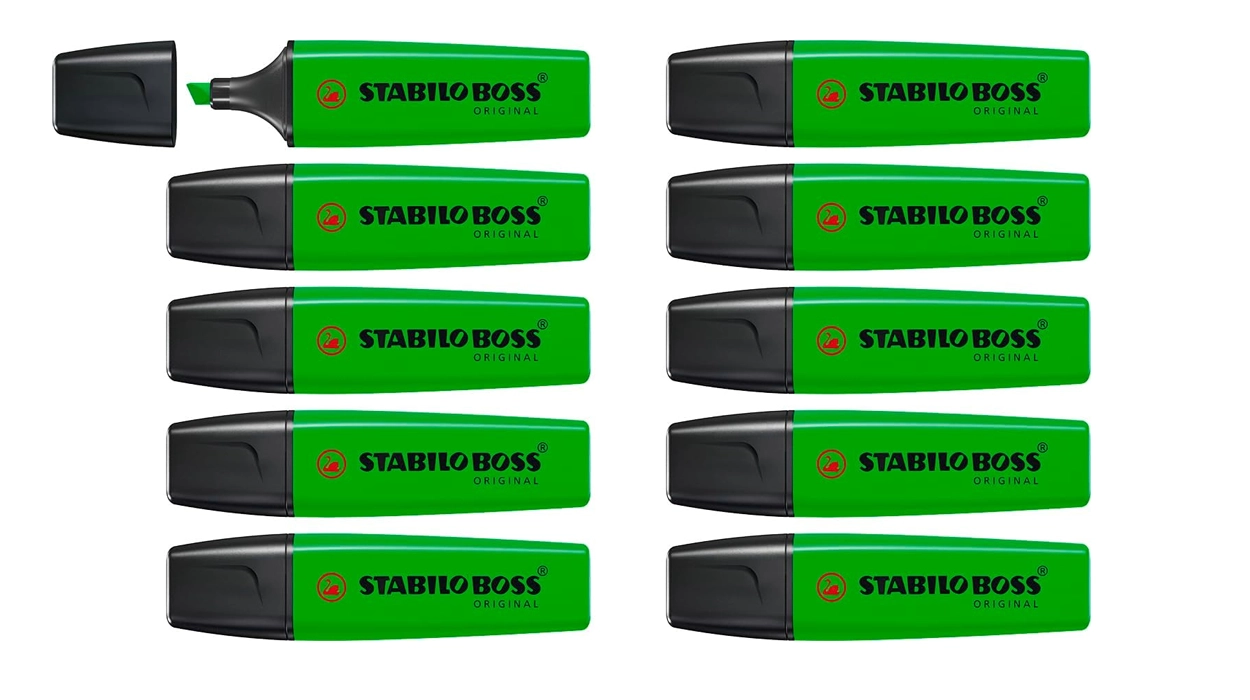 set de 8 marcadores Stabilo Boss fluorescentes verdes