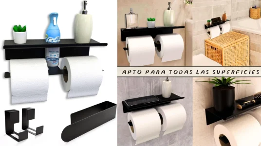 set-de-bano-sin-taladro-con-portarrollos-doble-toallero-y-ganchos