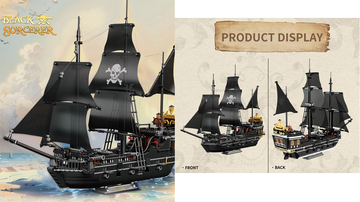 set de construcción Barco Pirata Negro tipo LEGO de 1424 piezas