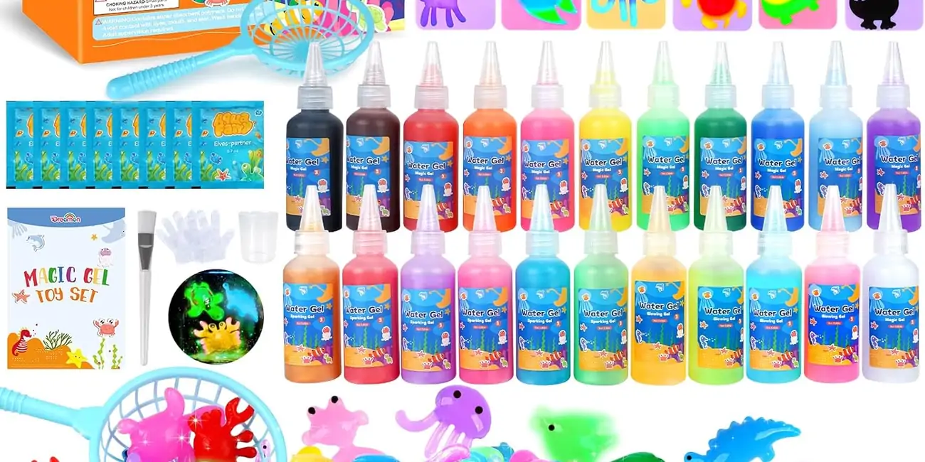 Set de gel de agua mágico DIY Dreamon para niños con 22 colores y 16 moldes