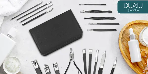Set de manicura DUAIU de 18 piezas con estuche