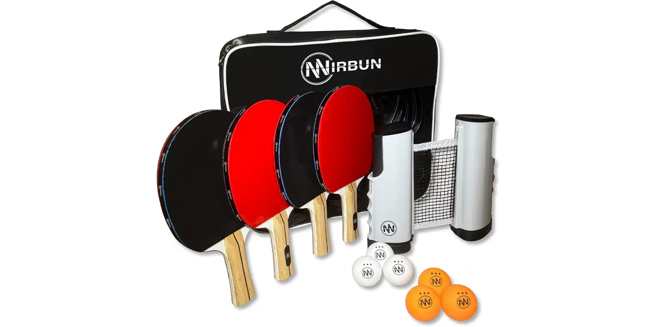 Set de ping pong NIRBUN con palas, red extensible y pelotas