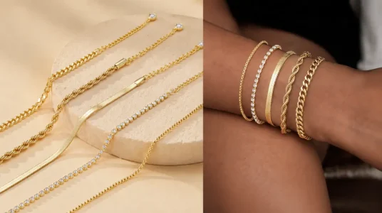 Set de pulseras Emibele bañadas en oro 14K, ajustables y apilables para mujer