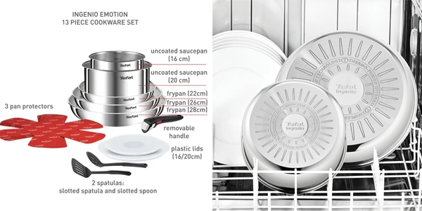 set de sartenes y ollas Tefal Ingenio de 13 piezas con mango baratas