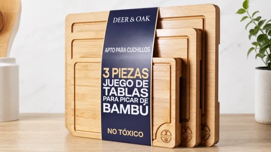 Set 3 tablas de cortar Deer & Oak de bambú de 33, 28 y 22 cm