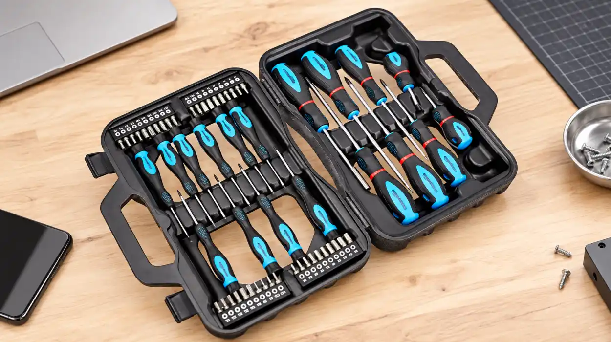 Set Amazon Basics de 58 destornilladores de precisión Phillips y Torx