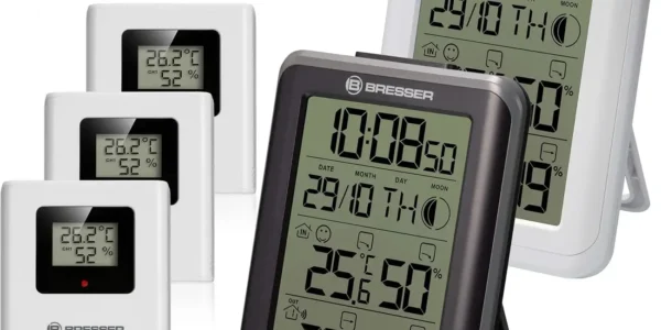 Chollo Set Jumbo Bresser ClimaTemp IO de 2 estaciones y 3 transmisores de temperatura y humedad